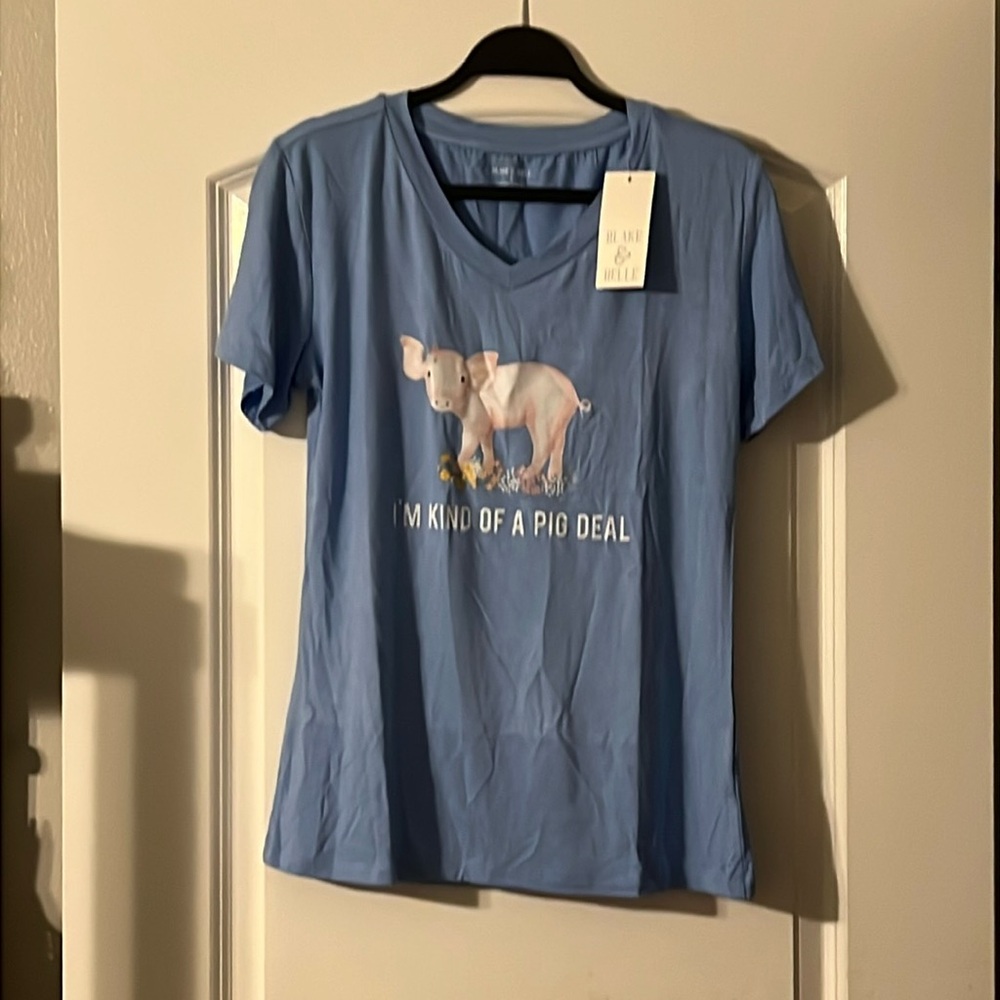 Blake & Bell I Am Kind of a Pig Deal Womens V-neck Tee - Small NWT